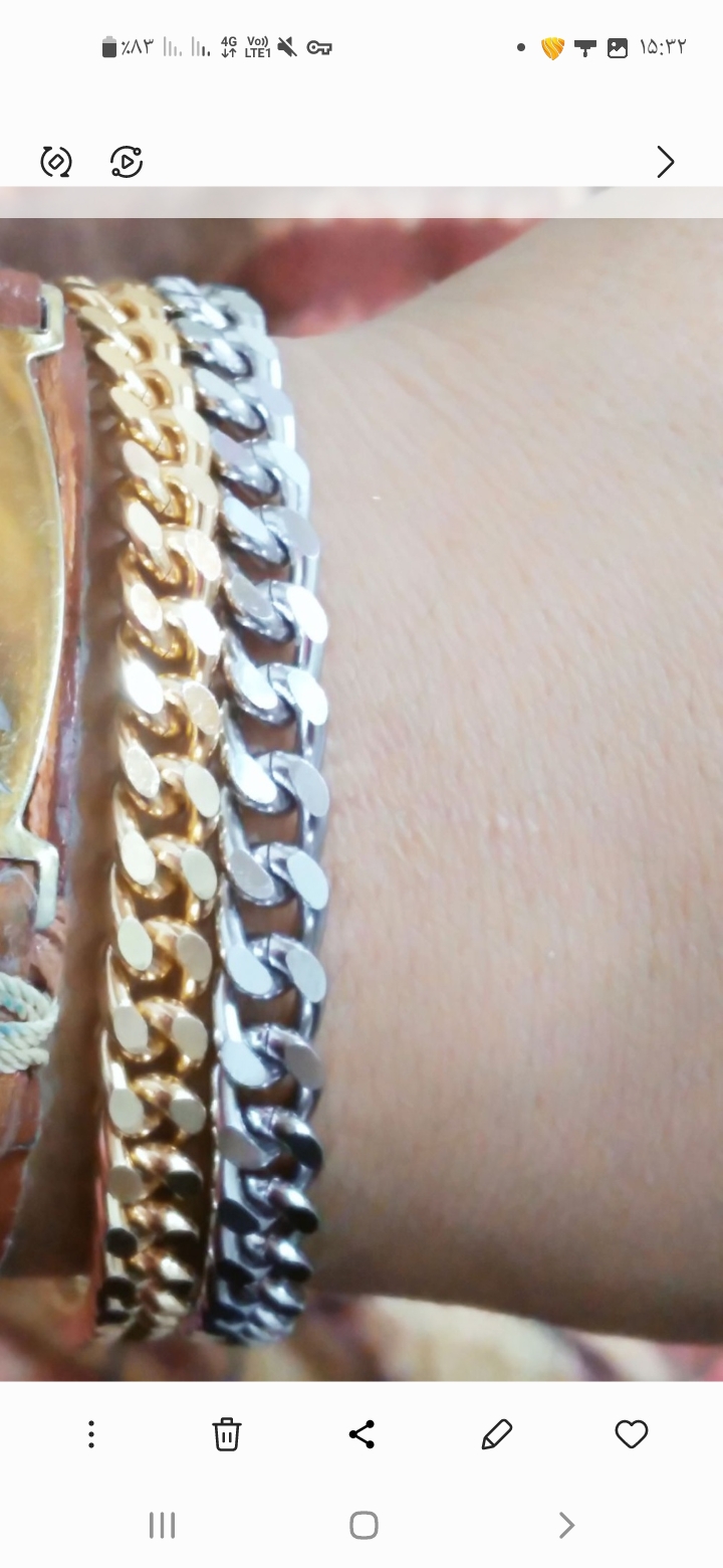 دستبندهای  زنجیره ای از نقره و طلایی